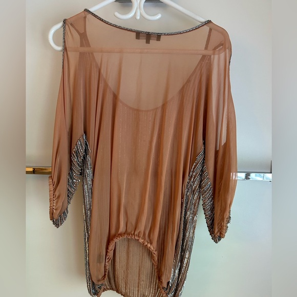 Sequined cold shoulder top, blush coloured - Picture 2 of 2